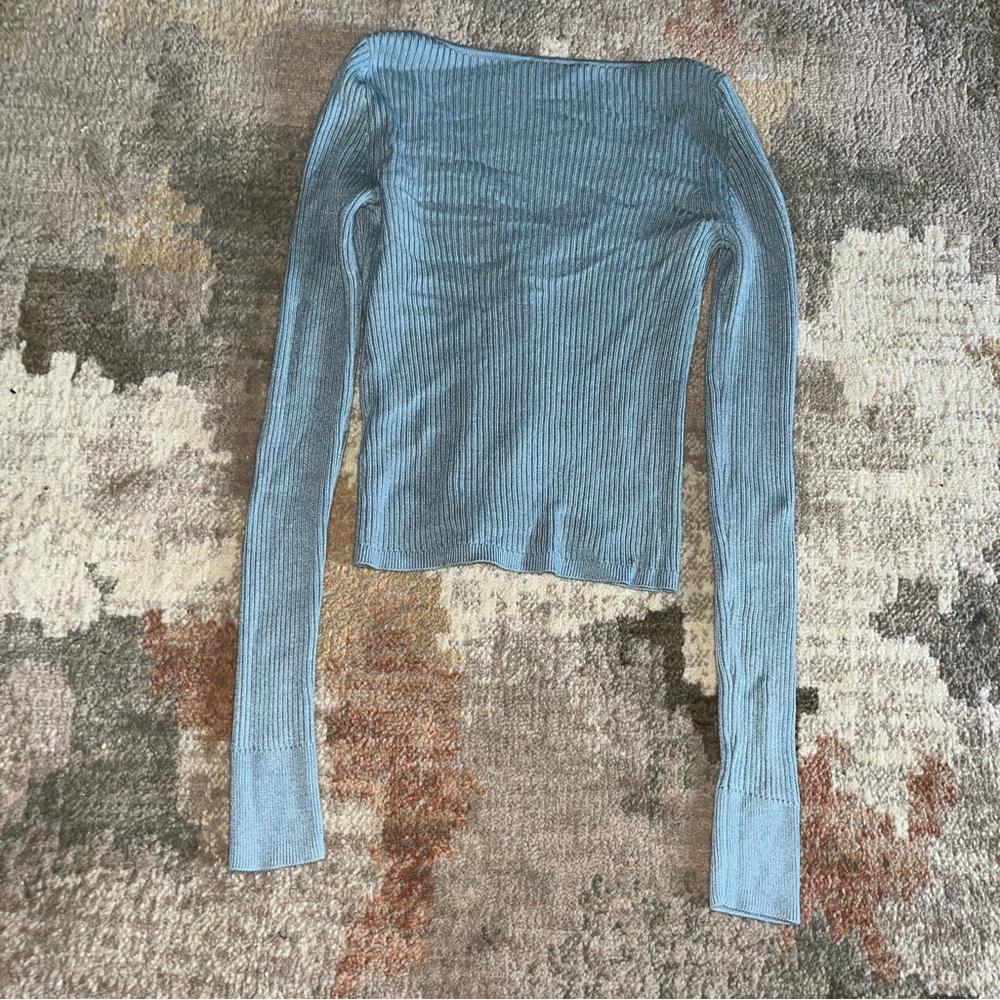 Dynamite Women's Blue Ribbed Sweater - Picture 3 of 6